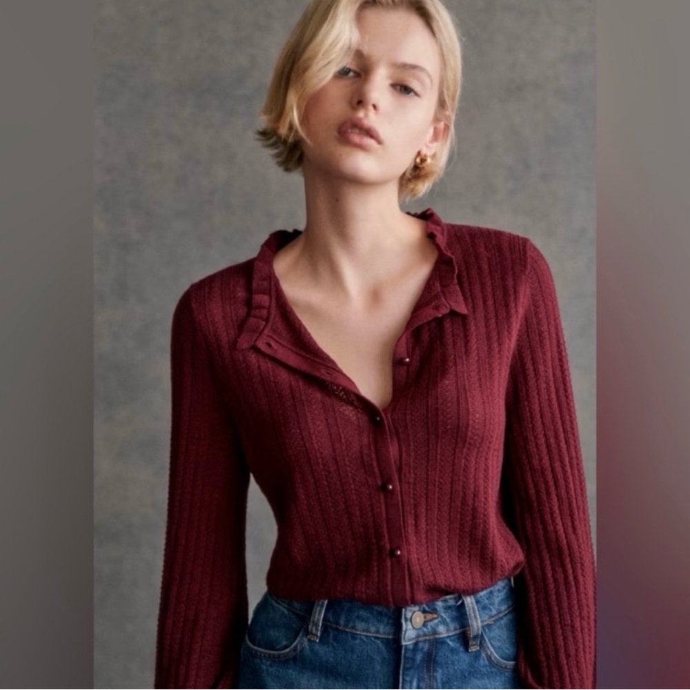 Sezane Louis Cardigan - burgundy M